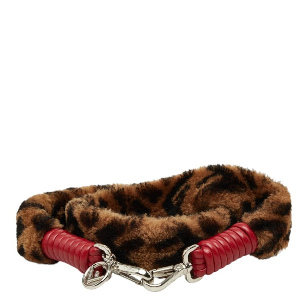 Fendi Zucca Mini Strap You Shoulder Brown Red Sheepskin Leather Women's FENDI